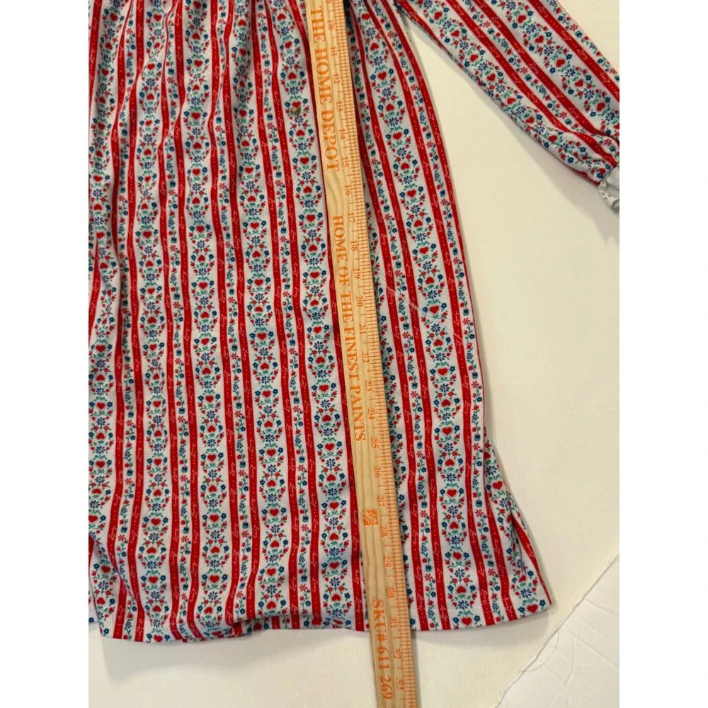 Lanz of Salzburg Kids Red White Fleece Nightgown Size 6 6X Traditional Modest